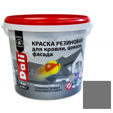 Краска резиновая Dali для кровли, цоколя,фасада серая 6 кг