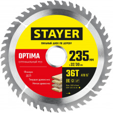 Диск пильный по дереву Stayer 3681-235-32-36_z01 Optima 235x32/30 мм 36Т