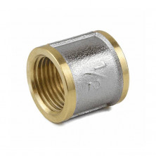 Муфта латунь никель Ду 32 (1 1/4") ВР 9018 ГОСТ 32585-2013 Aquasfera 9018-04