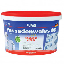 Краска фасадная Pufas Fassadenweiss ФВ A морозостойкая белая 10 л/14,9 кг