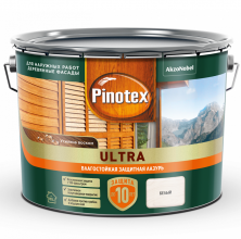 Пропитка декоративная для защиты древесины Pinotex Ultra AWB белая 9 л