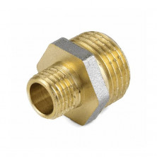 Ниппель латунь никель переходной Ду 32х15 (1 1/4"х1/2") НР 9023 ГОСТ 32585-2013 Aquasfera 9023-06
