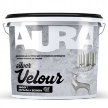 Декоративно-отделочный акриловый материал Aura Velour Silver серебрянный 1 кг