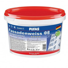 Краска фасадная Pufas Fassadenweiss ФВ A морозостойкая белая 5 л/7,45 кг