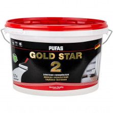Краска акрилатная Pufas Gold Star 2 морозостойкая глубокоматовая супербелая 2,7 л/4,27 кг