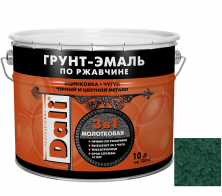Грунт-эмаль по ржавчине Dali 3 в 1 молотковая зеленая 10 л