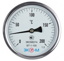 Термометр биметаллический осевой Экомера БТ-1-100 Дк 100 L60 мм 200 C
